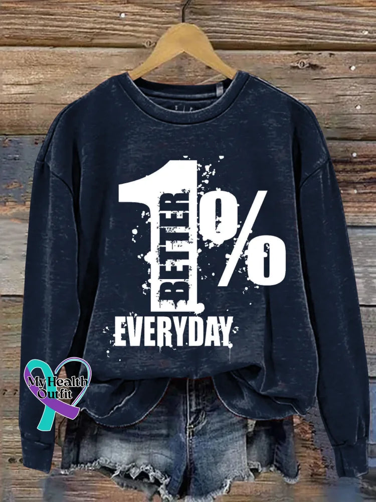 1% Better Everyday Print Casual Sweatshirt Blue / S