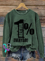 1% Better Everyday Print Casual Sweatshirt Green / S