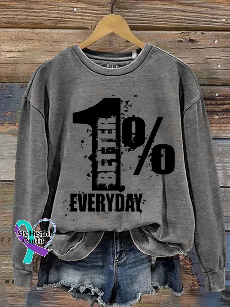 1% Better Everyday Print Casual Sweatshirt Grey / S