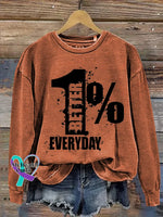 1% Better Everyday Print Casual Sweatshirt Orange / S