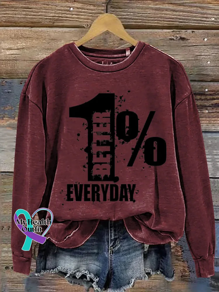 1% Better Everyday Print Casual Sweatshirt Red / S