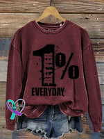 1% Better Everyday Print Casual Sweatshirt Red / S