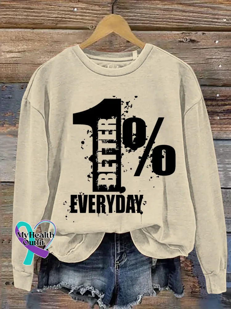 1% Better Everyday Print Casual Sweatshirt Sand / S