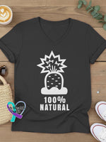 100% Nature Art V-neck Casual T-Shirt Black / S