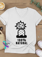 100% Nature Art V-neck Casual T-Shirt White / S