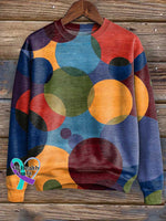 Abstract Circular Pattern Print Casual Sweatshirt Multicolor / S