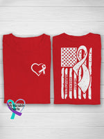 Aids Hiv Awareness Red Ribbon Flag Print Casual T-Shirt Red / S