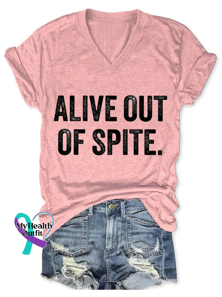 Alive Out Of Spite Mental Health Awareness Art Print Casual T-Shirt Pink / S
