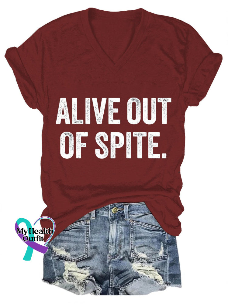 Alive Out Of Spite Mental Health Awareness Art Print Casual T-Shirt Red / S
