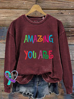 Amazing You Are Crew Neck Long Sleeve Sweatshirt Claret / S
