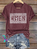 Amen Trust In The Lord Retro Christian Religious Bible Verse Jesus T-Shirt Red / S