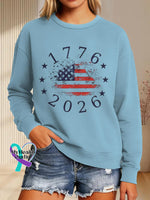 America 250 Anniversary Art Print Casual Sweatshirt Blue / S