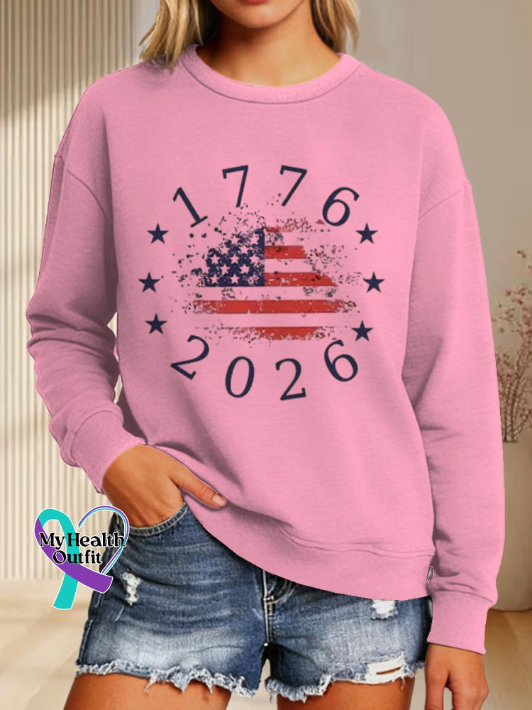 America 250 Anniversary Art Print Casual Sweatshirt Pink / S