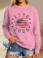 America 250 Anniversary Art Print Casual Sweatshirt Pink / S