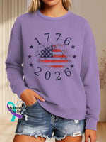 America 250 Anniversary Art Print Casual Sweatshirt Purple / S
