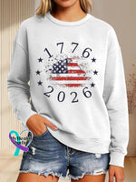America 250 Anniversary Art Print Casual Sweatshirt White / S
