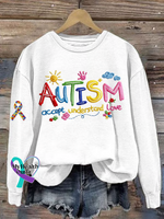 Autism Accept Understand Love Print Casual Sweatshirt White / S