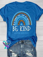 Autism Awareness Be Kind Printing T-Shirt Blue / S