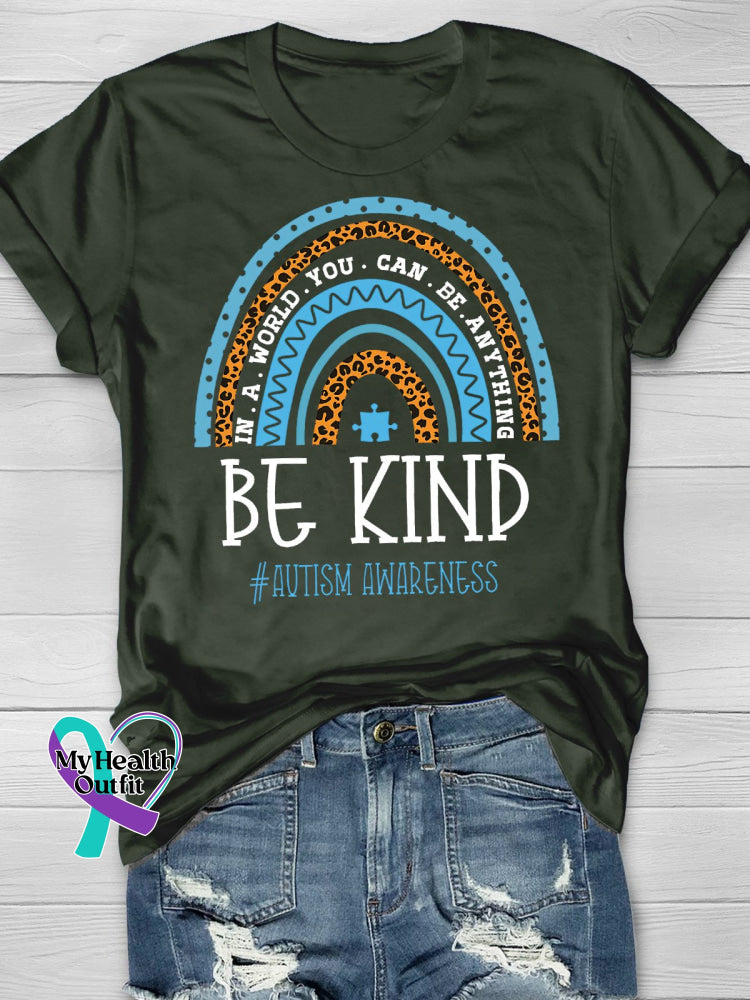 Autism Awareness Be Kind Printing T-Shirt Green / S