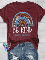 Autism Awareness Be Kind Printing T-Shirt Red / S