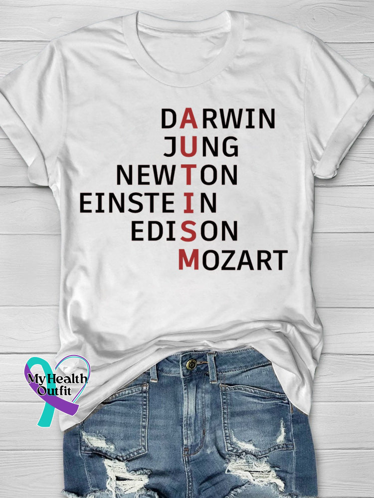 Autism Awareness Flag Printing T-Shirt White / S