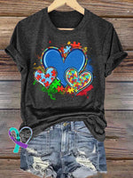 Autism Awareness Heart T-shirt Black / S
