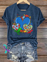 Autism Awareness Heart T-shirt Blue / S