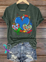 Autism Awareness Heart T-shirt Green / S