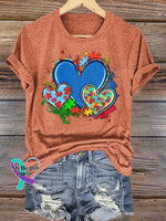 Autism Awareness Heart T-shirt Orange / S