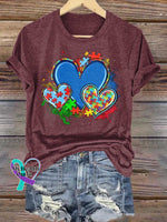 Autism Awareness Heart T-shirt Red / S