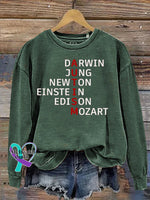 Autism Awareness Monogram Print Casual Sweatshirt Green / S