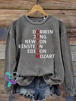 Autism Awareness Monogram Print Casual Sweatshirt Grey / S