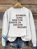Autism Awareness Monogram Print Casual Sweatshirt White / S