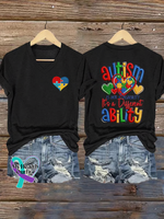 Autism Awareness V-neck Casual T-shirt Black / S