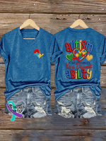 Autism Awareness V-neck Casual T-shirt Blue / S