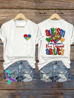 Autism Awareness V-neck Casual T-shirt White / S