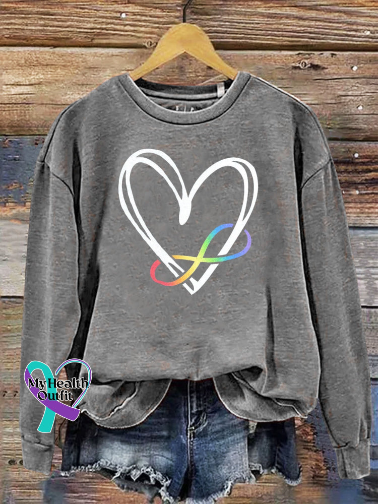 Autism Infinity Symbol Print Casual Sweatshirt Grey / S