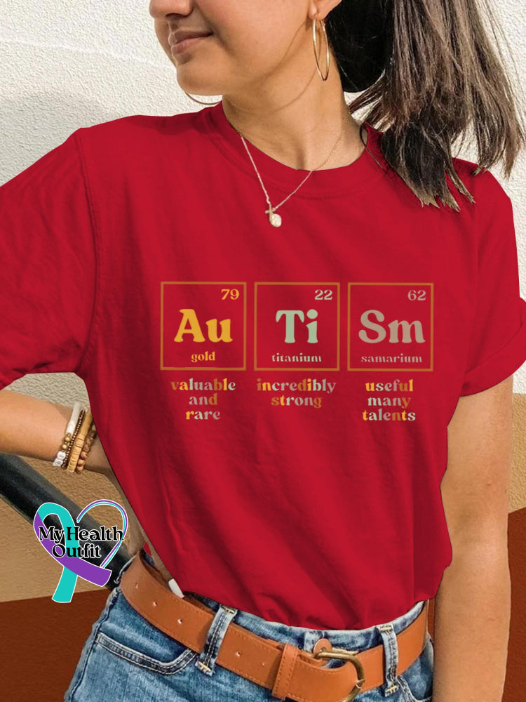 Autism Printing T-Shirt Red / S