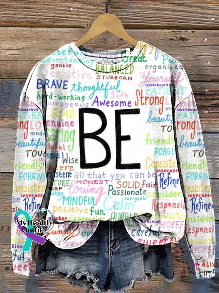 Be Everything Printed Casual Crew Neck Sweatshirt Multicolor / S