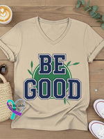 Be Good Art V-neck Casual T-Shirt Khaki / S