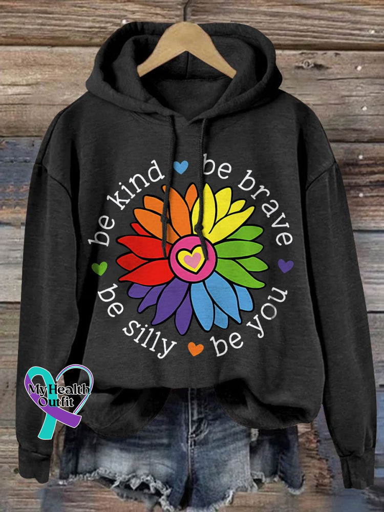 Be Kind Brave Silly You Print Casual Hoodie Sweatshirt Black / S