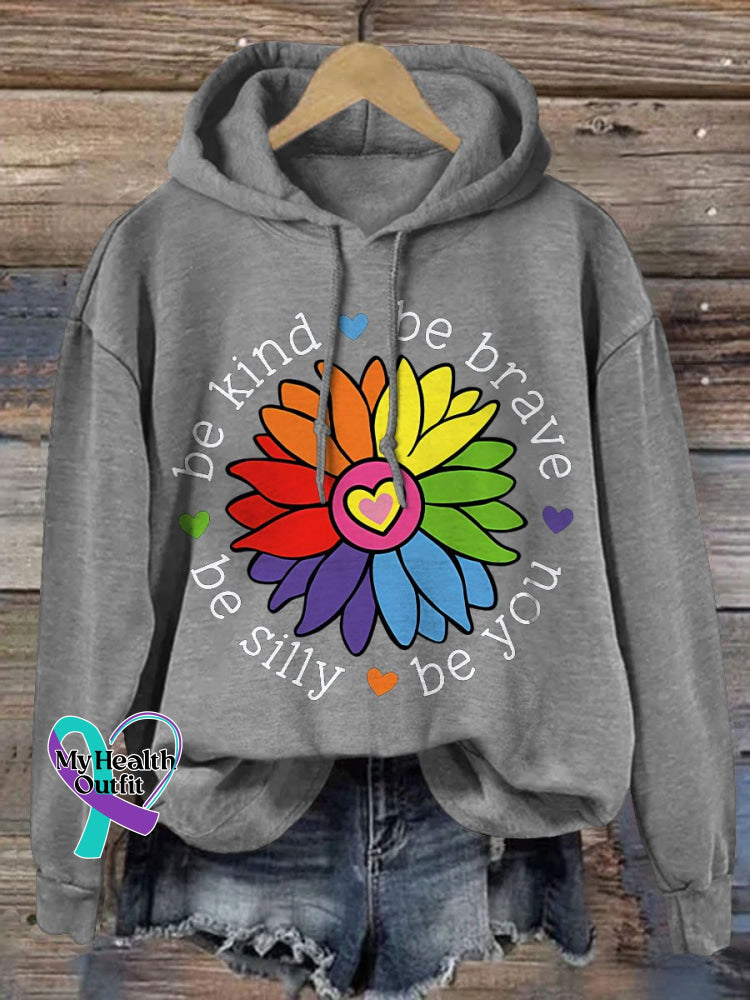 Be Kind Brave Silly You Print Casual Hoodie Sweatshirt Grey / S