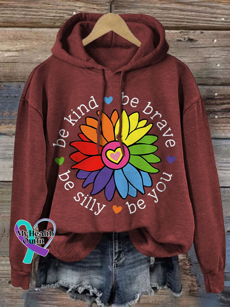 Be Kind Brave Silly You Print Casual Hoodie Sweatshirt Maroon / S