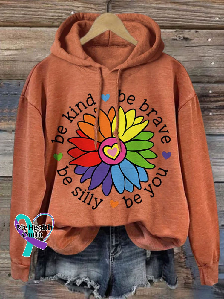 Be Kind Brave Silly You Print Casual Hoodie Sweatshirt Orange / S