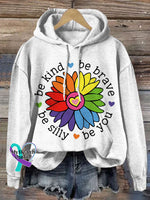 Be Kind Brave Silly You Print Casual Hoodie Sweatshirt White / S