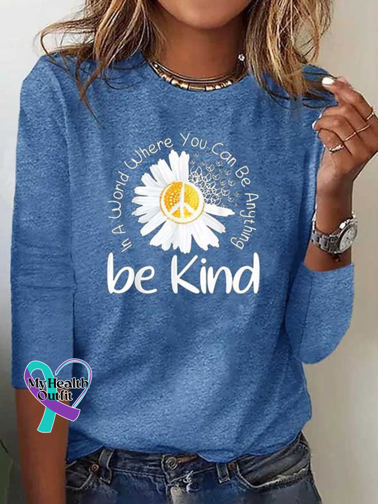 Be Kind Crew Neck Long Sleeve Sweatshirt Blue / S