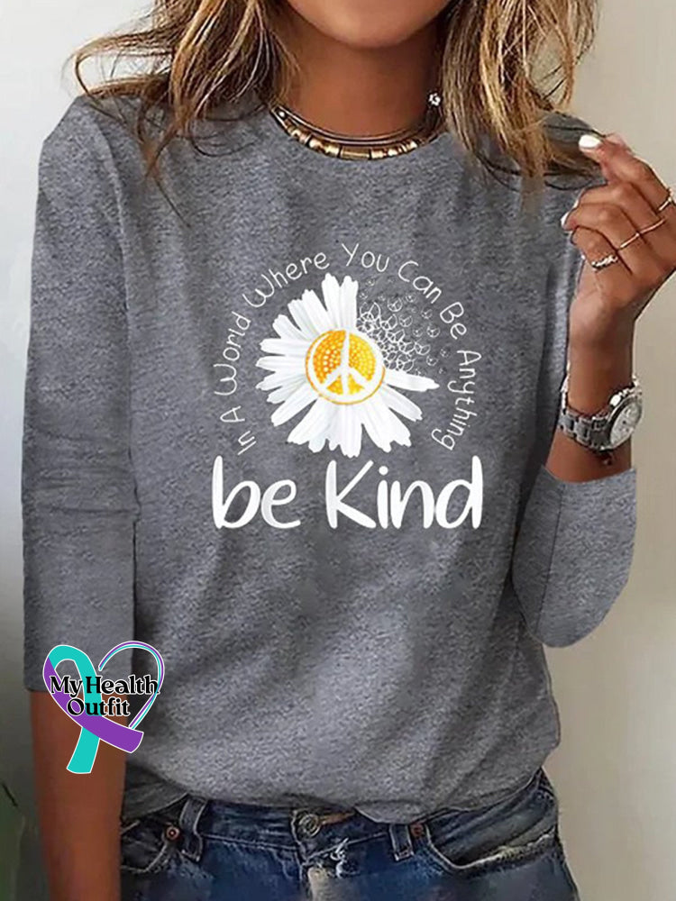 Be Kind Crew Neck Long Sleeve Sweatshirt Grey / S