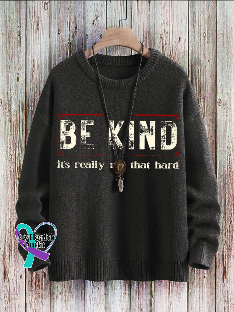 Be Kind It’s Really Not That Hard Art Pattern Print Casual Knit Pullover Sweater Black / S