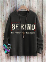 Be Kind It’s Really Not That Hard Art Pattern Print Casual Knit Pullover Sweater Black / S