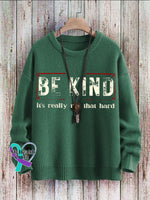 Be Kind It’s Really Not That Hard Art Pattern Print Casual Knit Pullover Sweater Green / S